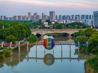 Huaian, Jiangsu Province: China's North-South boundary symbol park in the morning light