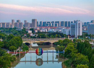 Huaian, Jiangsu Province: China's North-South boundary symbol park in the morning light