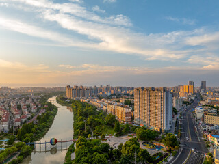 Huaian, Jiangsu Province: China's North-South boundary symbol park in the morning light