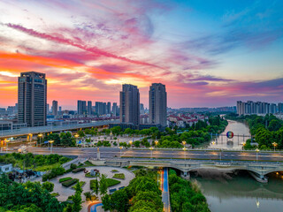Huaian, Jiangsu Province: China's North-South boundary symbol park in the morning light