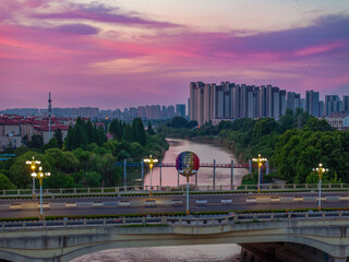 Huaian, Jiangsu Province: China's North-South boundary symbol park in the morning light