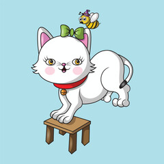 a cat is being disturbed by a beetle