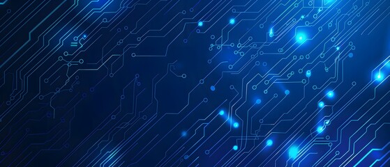 Blue technology background with a circuit board and light effect presentation design template for business, science or tech themes. Vector illustration of a blue digital futuristic abstract 