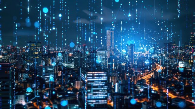 The picture shows the 5G network, digital holographic internet, general coverage in the area.