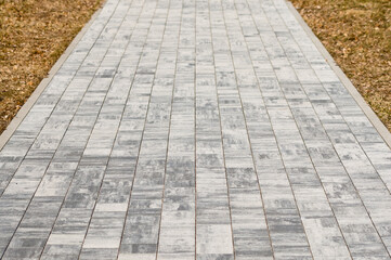 paving path made of gray decorative tiles