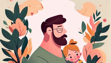 Flat design of father and his child father day concept.
