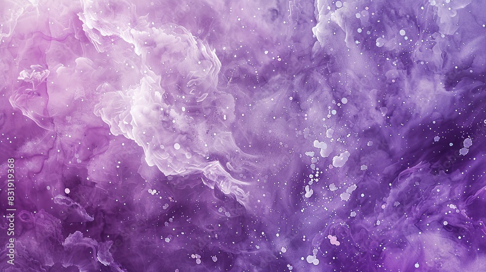 Wall mural watercolor of peaceful galaxy in purple pastel tone. copy space for text. - Wall murals