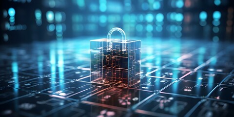Fototapeta premium Encryption safeguards online data by encoding it to prevent unauthorized access. Concept Encryption, Data Security, Online Protection, Privacy Measures