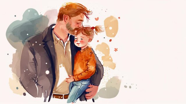 Flat design of father and his child father day concept.