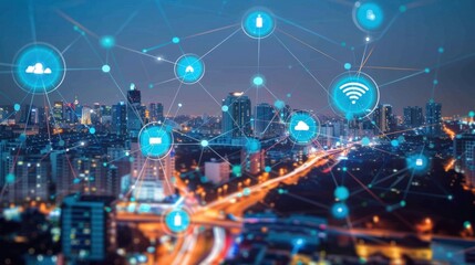 Obraz premium Connect to the city's cutting-edge wireless network.