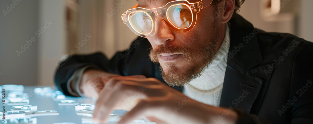 Poster it expert demonstrating deep learning techniques using a holographic interface