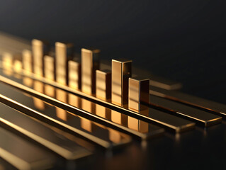 a golden bars on a black surface