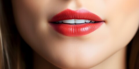 Closeup photo of a womans open mouth showing her tongue pill. Concept Beauty, Cosmetics, Oral Health, Wellness, Tongue Pill