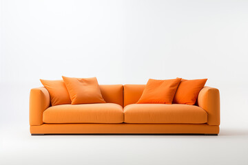 Modern orange sofa isolated on white background 3D rendering nobody