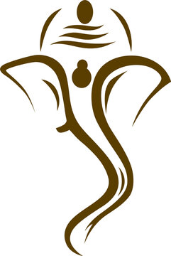 recommend clip art: Line Art Illustration of Lord Ganesha Face Character Element.