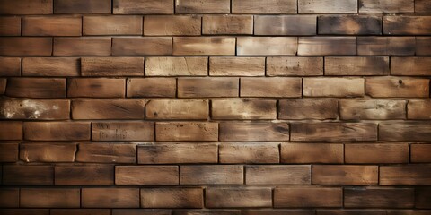 Closeup of brown hardwood plank wall with brickwork pattern and textured finish. Concept Closeup Photography, Hardwood Plank Wall, Brickwork Pattern, Textured Finish