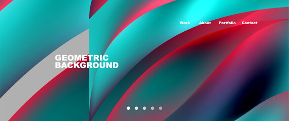 Web page design with geometric elements - circle and wave. Techno art concept. Vector Illustration For Wallpaper, Banner, Background, Card, Book Illustration, landing page