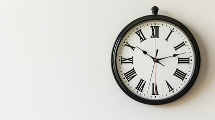 White background with wall clock on wall clock. white background.