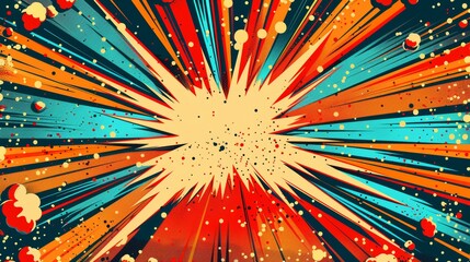 Vibrant abstract explosion artwork with bold colors and dynamic energy, perfect for backgrounds or creative projects.