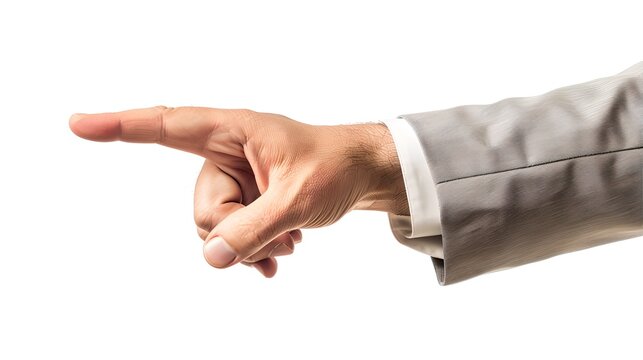 Business hand pointing finger. Simple but powerful gesture for direction. Showing or accusing concept in professional style. Image type: conceptual, gesture, business. AI
