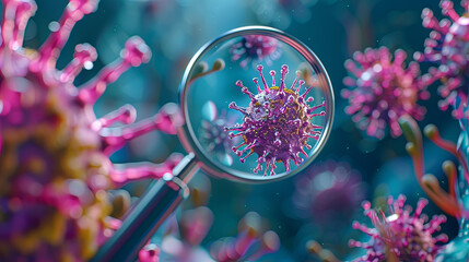  viruses inside the air under the microscope