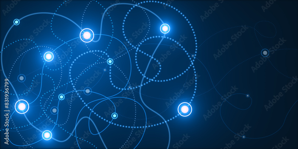 Aufkleber creative glowing digital scribble on blue background. landing page concept. 3d rendering.