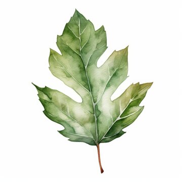 A watercolor of a hickory leaf