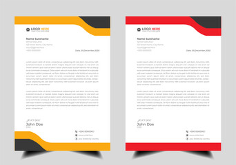 Modern Corporate professional letterhead design template with red and yellow color. 
Creative abstract business proposal clean letterhead design  for your project.  newsletter ,corporate  resume
