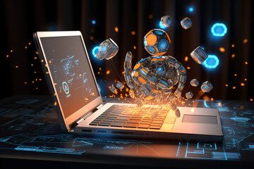 Generative ai on theme of beautiful surface robot hand for design natural abstract background