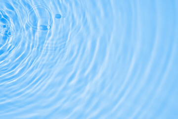 Abstract transparent water shadow surface texture natural ripple on blue background