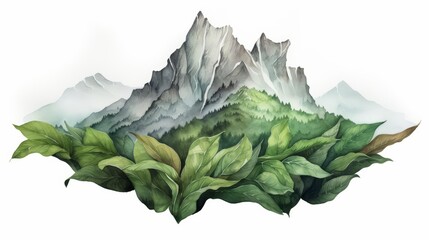 Fototapeta premium A watercolor of a mountain leaf