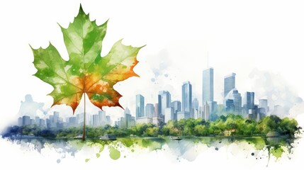 A watercolor of a sycamore leaf