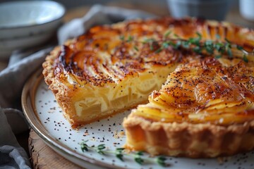 Zwiebelkuchen - Onion tart with a custard filling and caraway seeds.