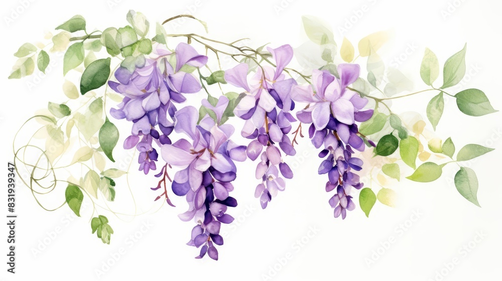 Wall mural A watercolor of a wisteria leaf