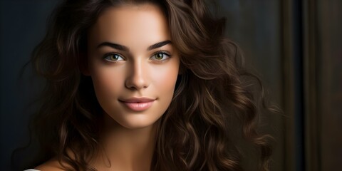 Fototapeta premium Capturing the Natural Beauty: Closeup Studio Portrait of a Beautiful Young Woman. Concept Studio Portrait, Closeup Shot, Young Woman, Natural Beauty, Photo Session