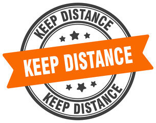 keep distance stamp. keep distance label on transparent background. round sign