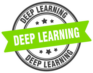 deep learning stamp. deep learning label on transparent background. round sign