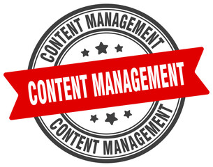 content management stamp. content management label on transparent background. round sign