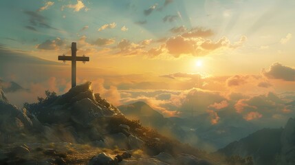 Crucifixion Of Jesus Christ - Cross At Sunset
