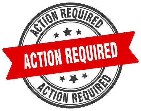 action required stamp. action required label on transparent background. round sign