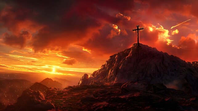 Crucifixion Of Jesus Christ - Cross At Sunset