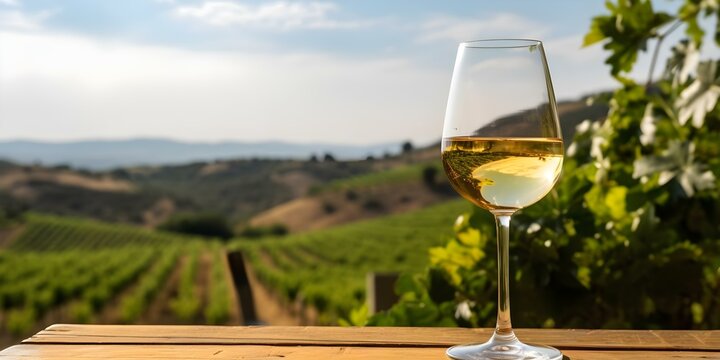Sipping White Wine in a Sunny Vineyard. Concept Vineyard Photoshoot, Wine Tasting, Summer Outfit Inspo, Outdoor Elegance