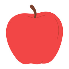 Red juicy ripe apple. Hand drawn Red apple trendy flat style isolated on white. Apple harvest. Healthy vegetarian snack, cut apple for design, infographic. Vector illustration