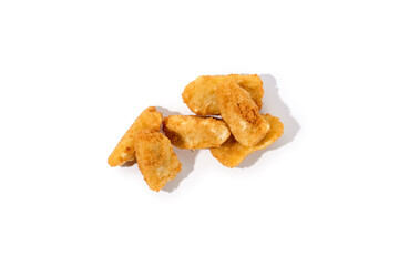 Golden Fried Cheese Sticks Isolated on White Background