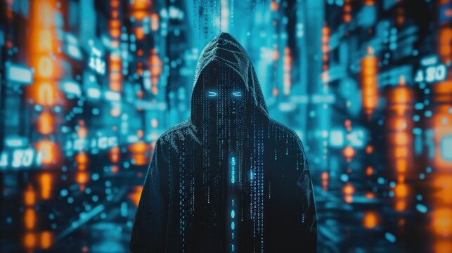 Hackers commit digital crimes information security concept