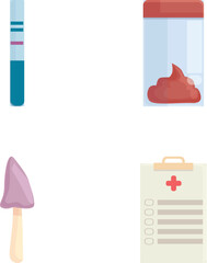 Medical analysis icons set cartoon vector. Various type of medical analysis. Healthcare concept
