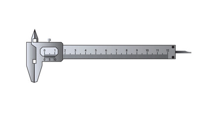 Vernier Calipers. Caliper Measuring tool designed for high precision measurements of internal and external dimensions. Universal Precision measuring tool. Calipers Measure drawing Vector.