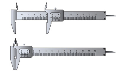 Vernier Calipers. Caliper Measuring tool designed for high precision measurements of internal and external dimensions. Universal Precision measuring tool. Calipers Measure drawing Vector.