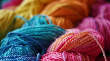 a close up of a bunch of yarn on a table