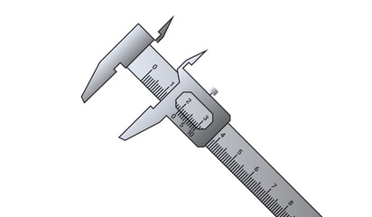 Vernier Calipers. Caliper Measuring tool designed for high precision measurements of internal and external dimensions. Universal Precision measuring tool. Calipers Measure drawing Vector.